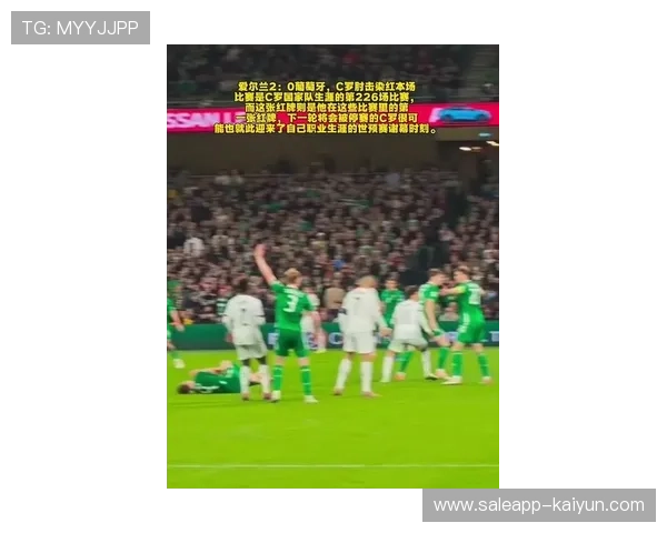 C罗肘击染红瞬间，爱尔兰球迷集体模仿“哭泣”手势